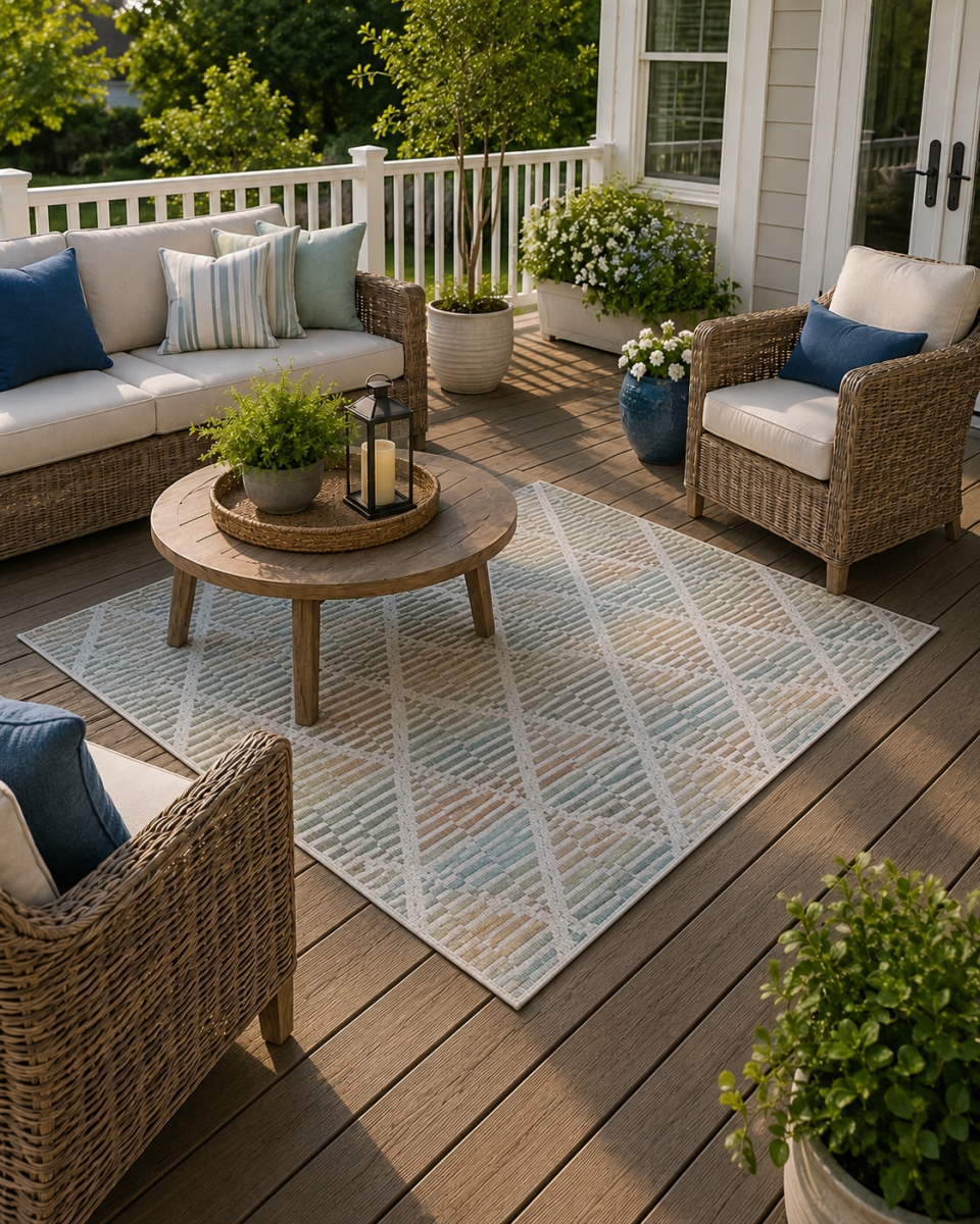 VA-SOL-81-01 8ft x 10ft  Rug Solare Diamond Pattern Indoor Outdoor Rug
