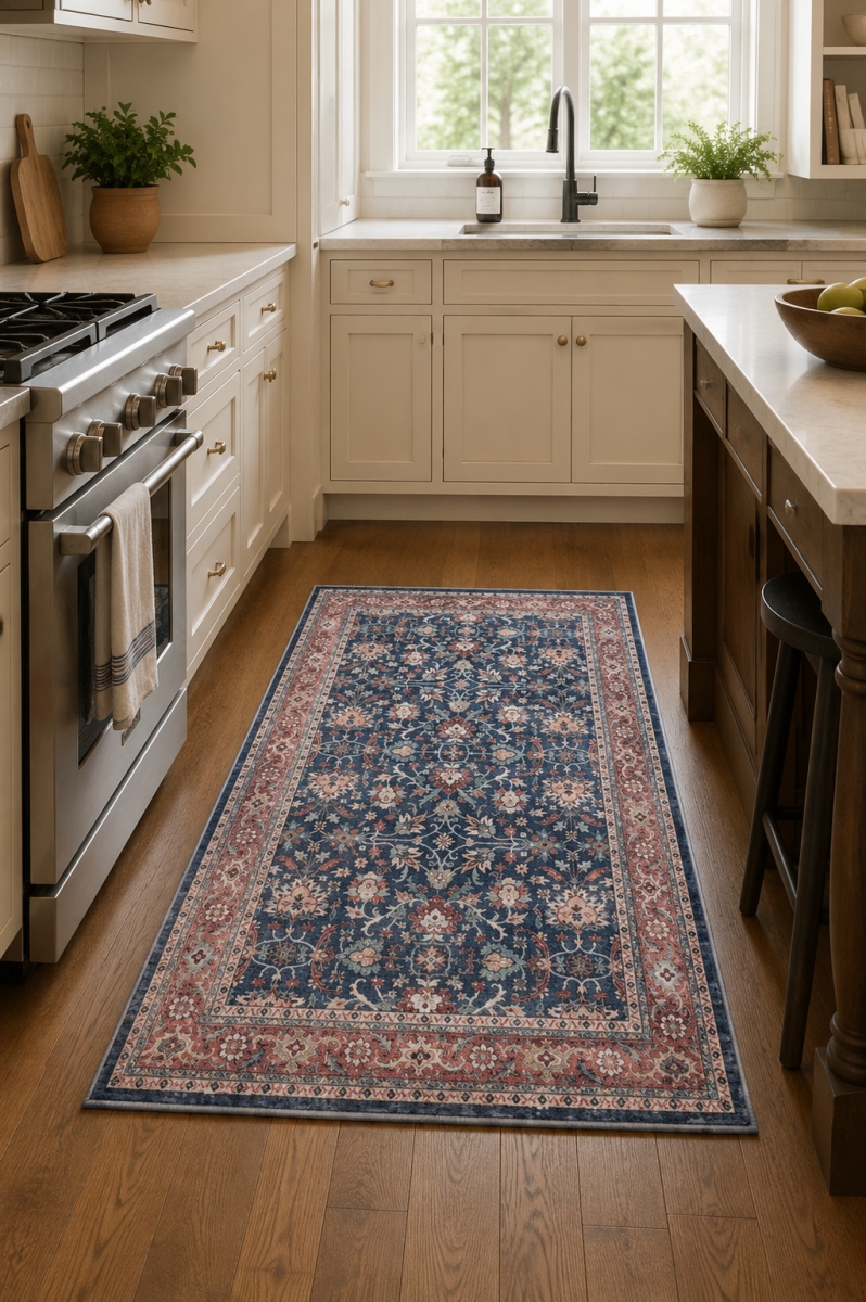 27' x 45' Rug Touch-Blues And Red Tones Patterned Rug