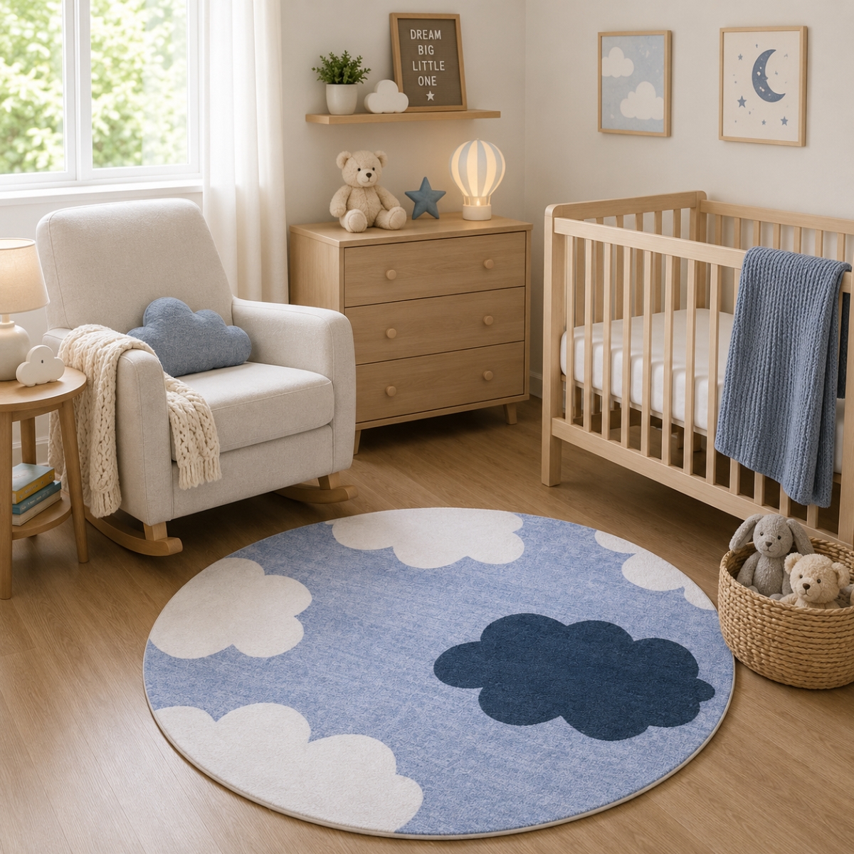 VA-TOUK-44-61 4ft x 4ft Rug Dreamland Kids - Clouds In The Sky Rug