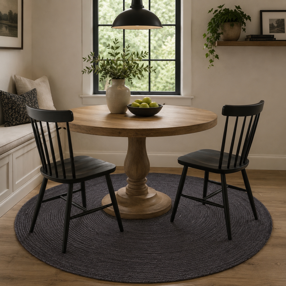 VA-JURC-55-5501 5ft x 5ft Rug Jute Round Blue Rug