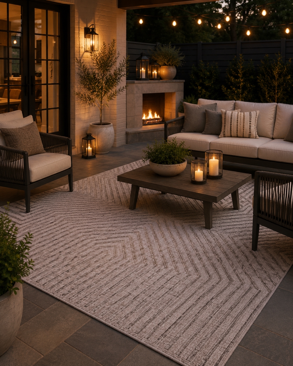 VA-CAR-58-2002-GRY 5ft3' x 7ft6' Rug Carnival Indoor-Outdoor With Diamond Pattern Rug