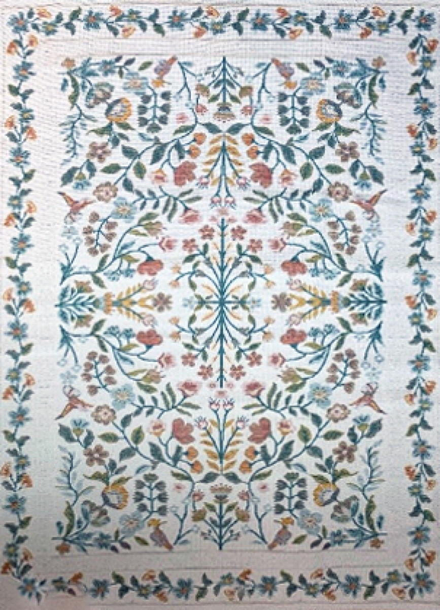 VA-MARB-23-436 2 ftx 3ft  Rug Marbella-Floral Trimmed Patterned Outdoor Rug