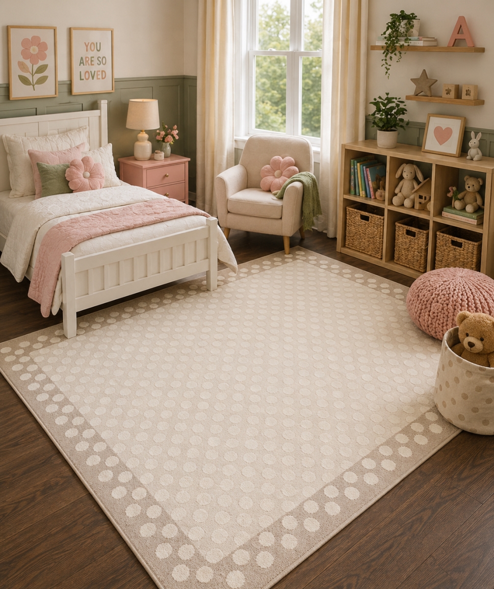 VA-ELIK-46-20 4ft x 6ft Rug Elio Kids Soft Allover Dots Rug
