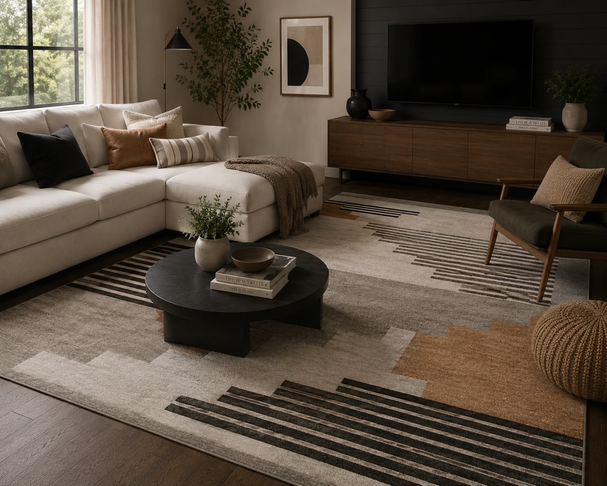 VA-PPL-69-1023 6ft x 9ft Rug Sparx -Steps And Stripes Pattern Rug