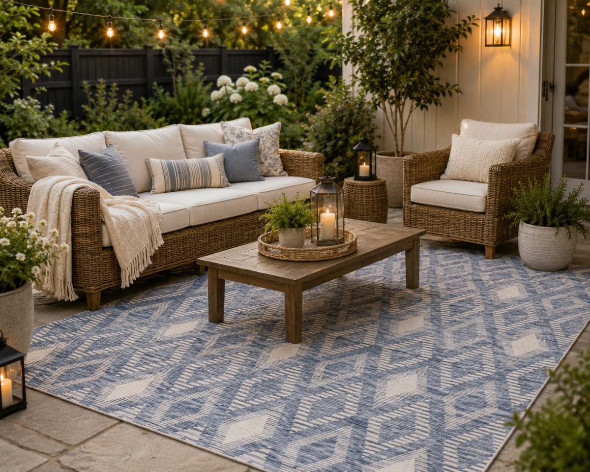 VA-MARB-27-426 2ft6' x 7ft6' Rug Marbella- Diamond Patterned Outdoor Rug
