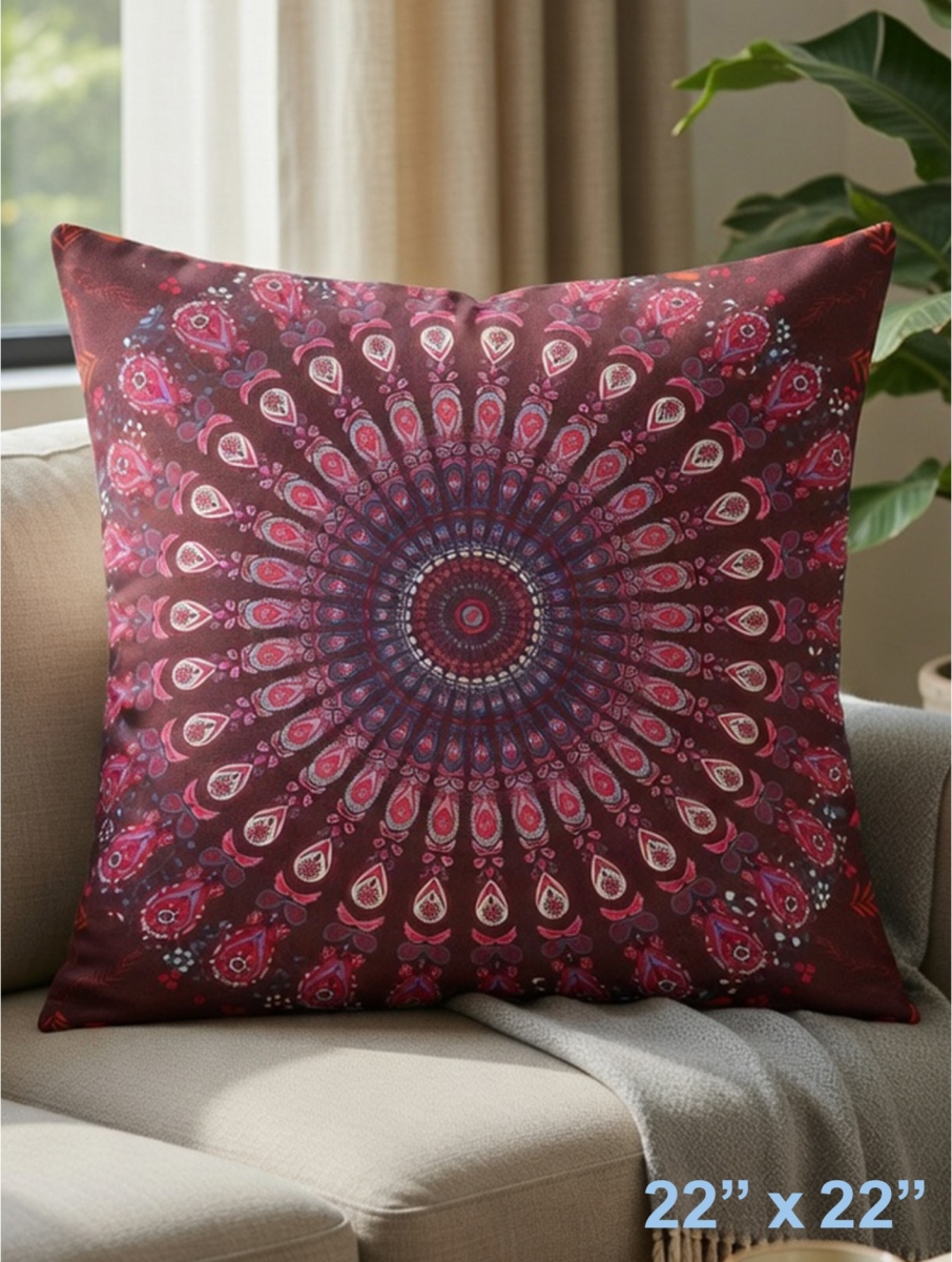 GC-CF1074L-06 Kaleidoscope Peacock Feather Print Pillow
