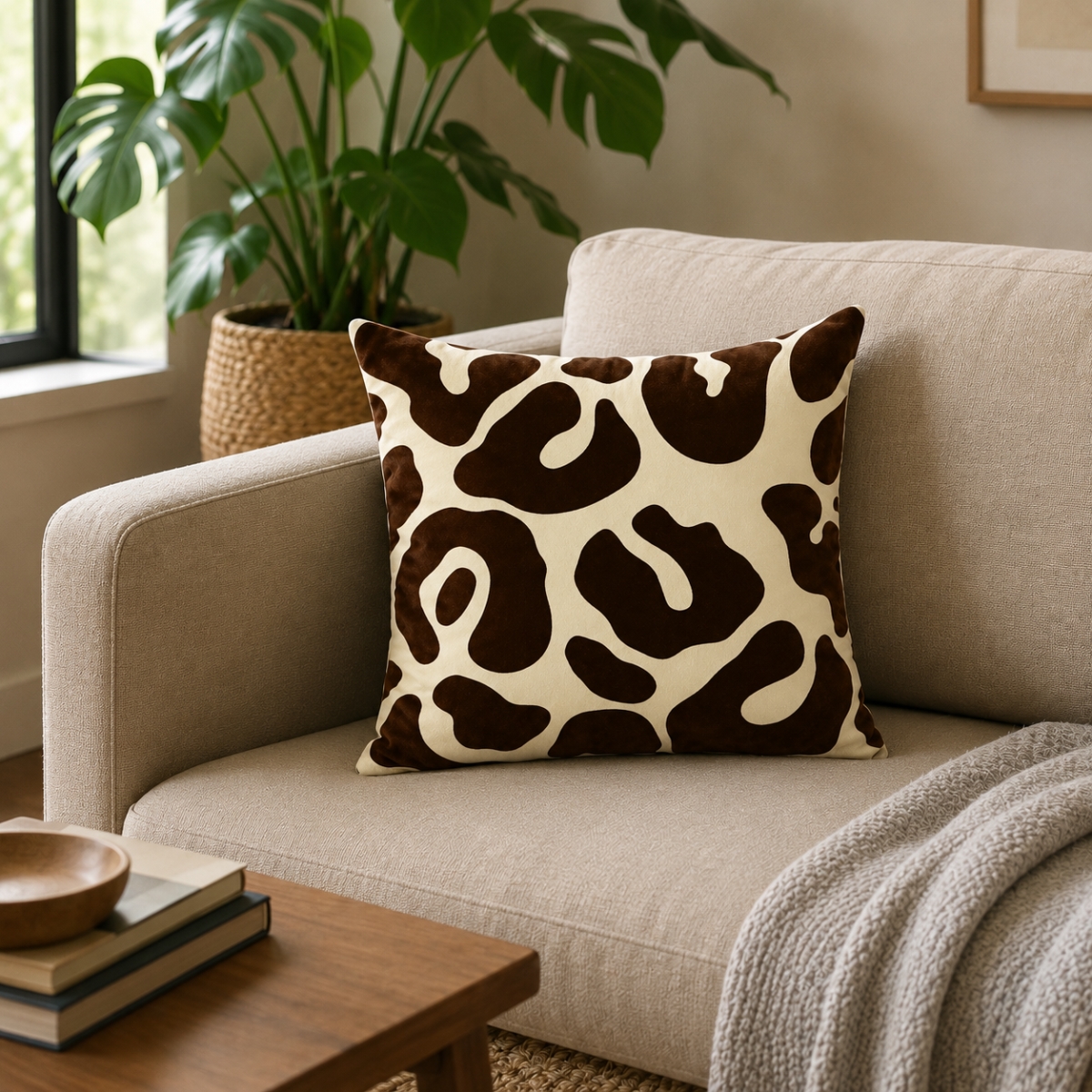 GC-CU050-1 BRN Giraffe Print Pillow