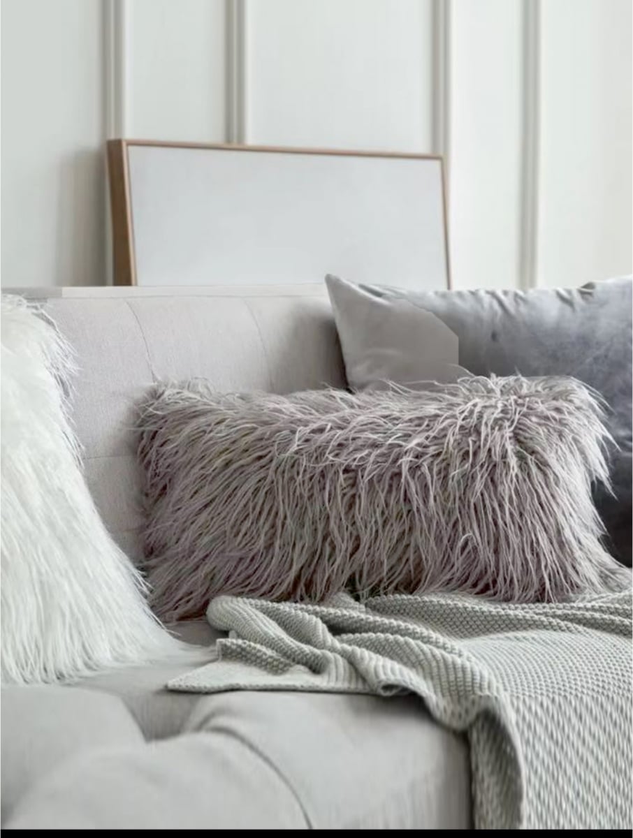 GC-CF1075-03GRY Gray Faux Fur Pillow