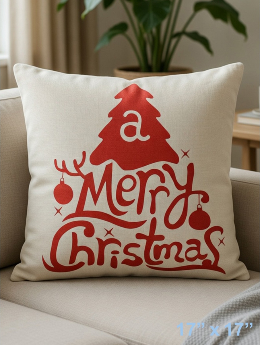 GC-CF1064-09 A Merry Christmas With Tree Print Pillow