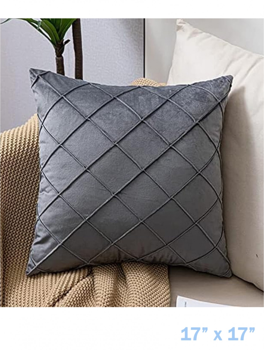 GC-CF10802GRY Dutch Velvet Deep Gray Diamond Pattern Pillow