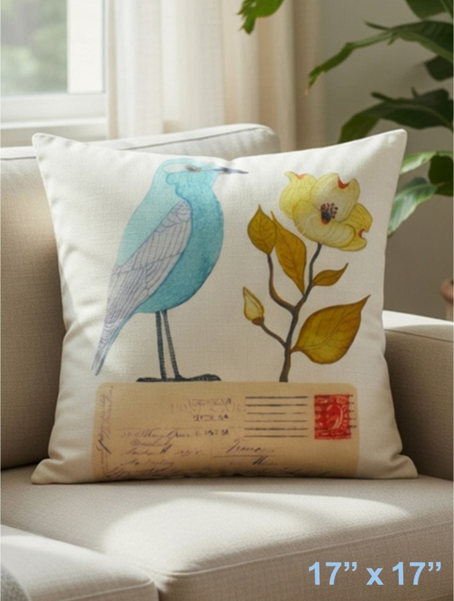 GC-CF1033-04 A Bird- A Flower And A Letter Pillow