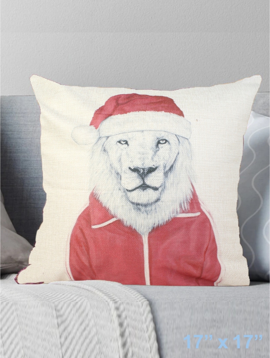 GC-CF1043-01 Lion Dressed Like Santa Print Pillow
