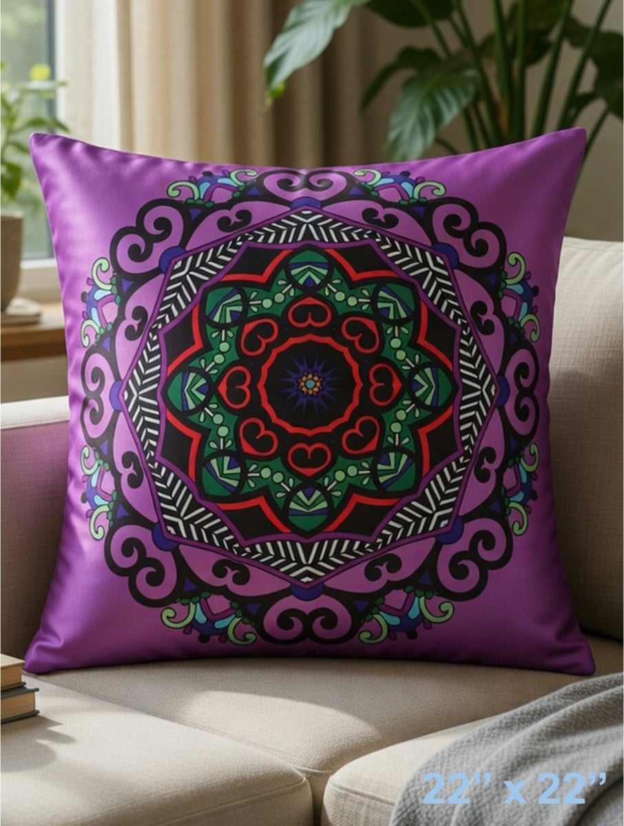 GC-CF1069L-03 Kaleidoscope Print On Purple Pillow