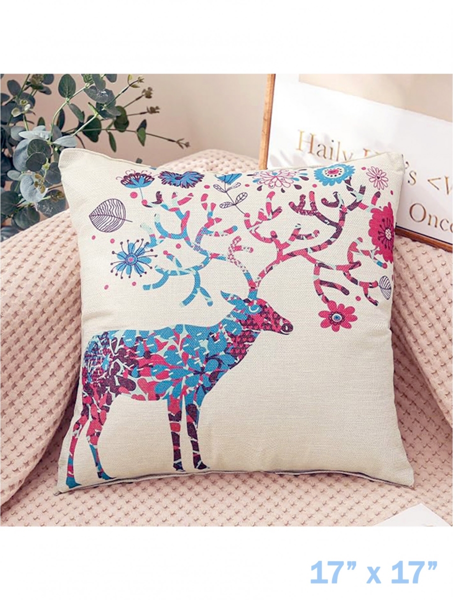 GC-CF1041 Deer And Florals Print Pillow
