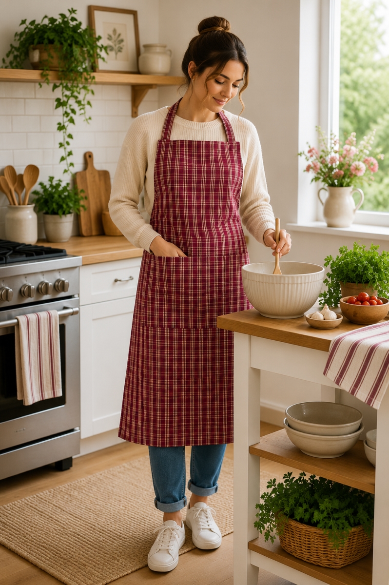AG-37225 Paprika-Check Pattern Apron