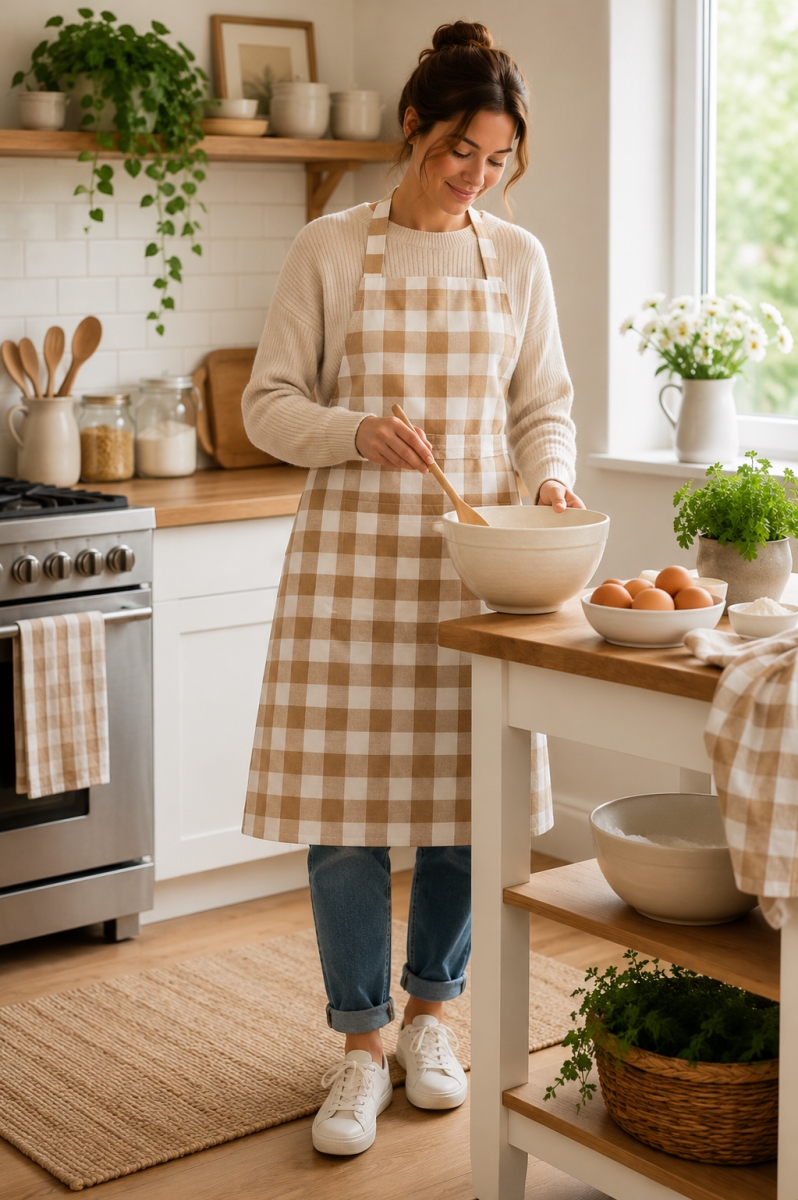 AG-37294 Toro Beige Check Apron