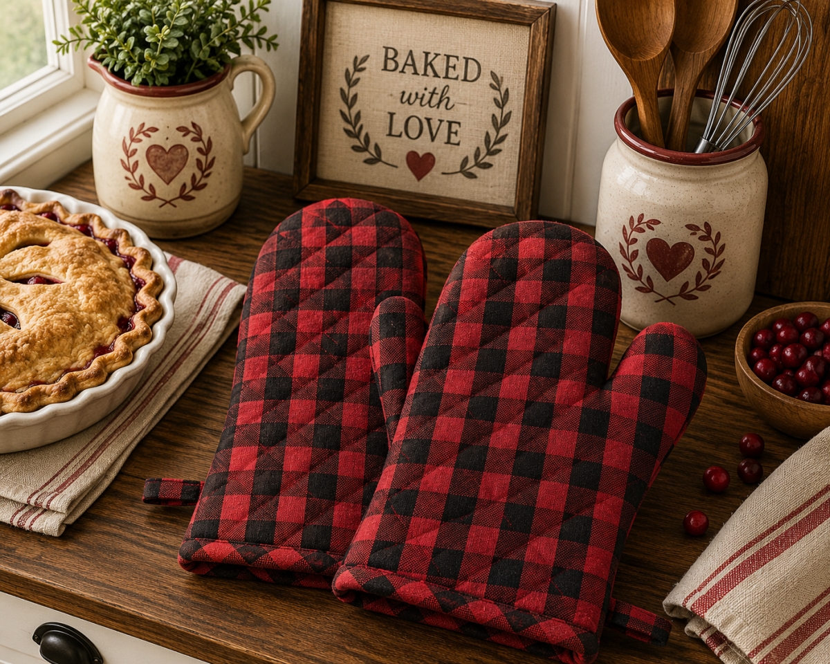 AG-38620N Set Of 2 Buffalo Red Plaid Oven Mitts