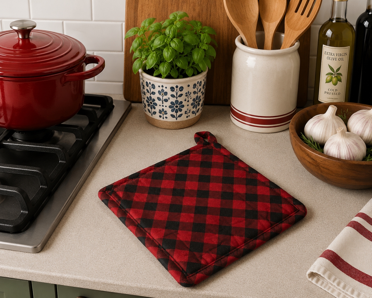 AG-40620N Set Of 2 Buffalo Red Plaid Pot Holders