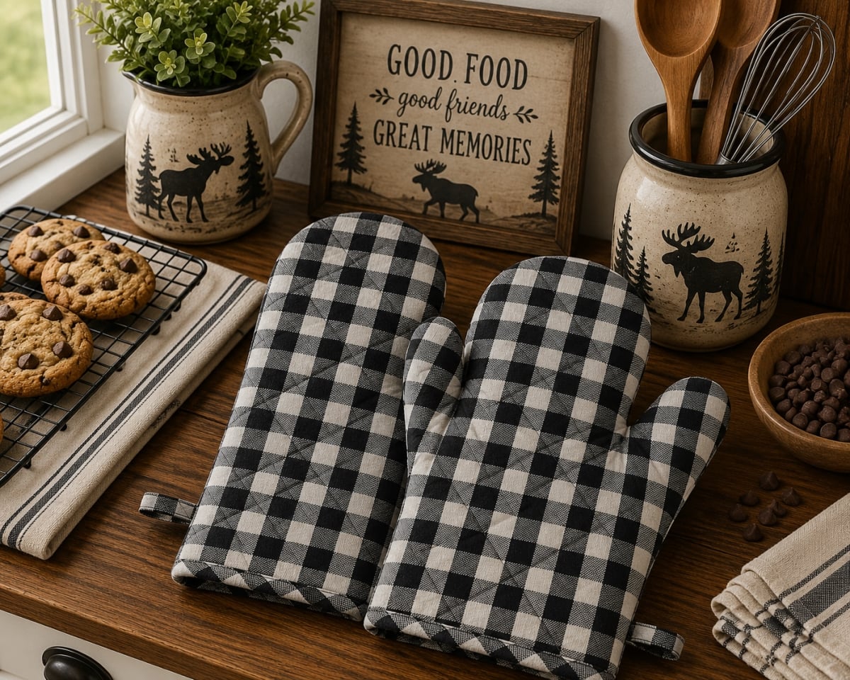 AG-38632N Set Of 2 Buffalo Grey Plaid Oven Mitts