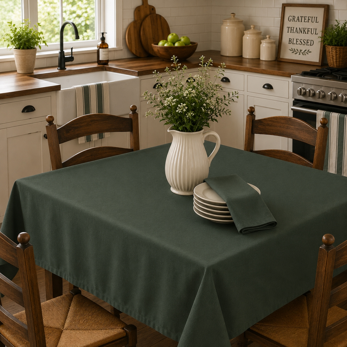 AG-23317_60x86 60'x86' Rect. Moss Green Tablecloth