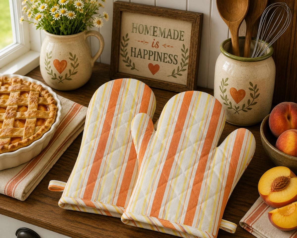 AG-38631 Set Of 2 Orange Stripes Oven Mitts