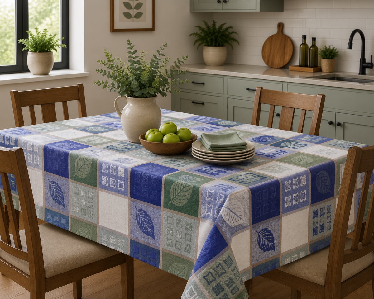 AG-23233_52x72 52'x72' Rect. Leaf Harvest -Check Pattern Tablecloth