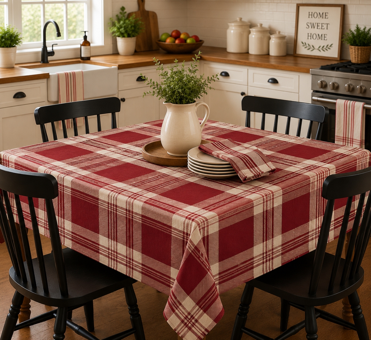 AG-23274_52x72 52'x72' Rect. Stone Red Plaid Tablecloth