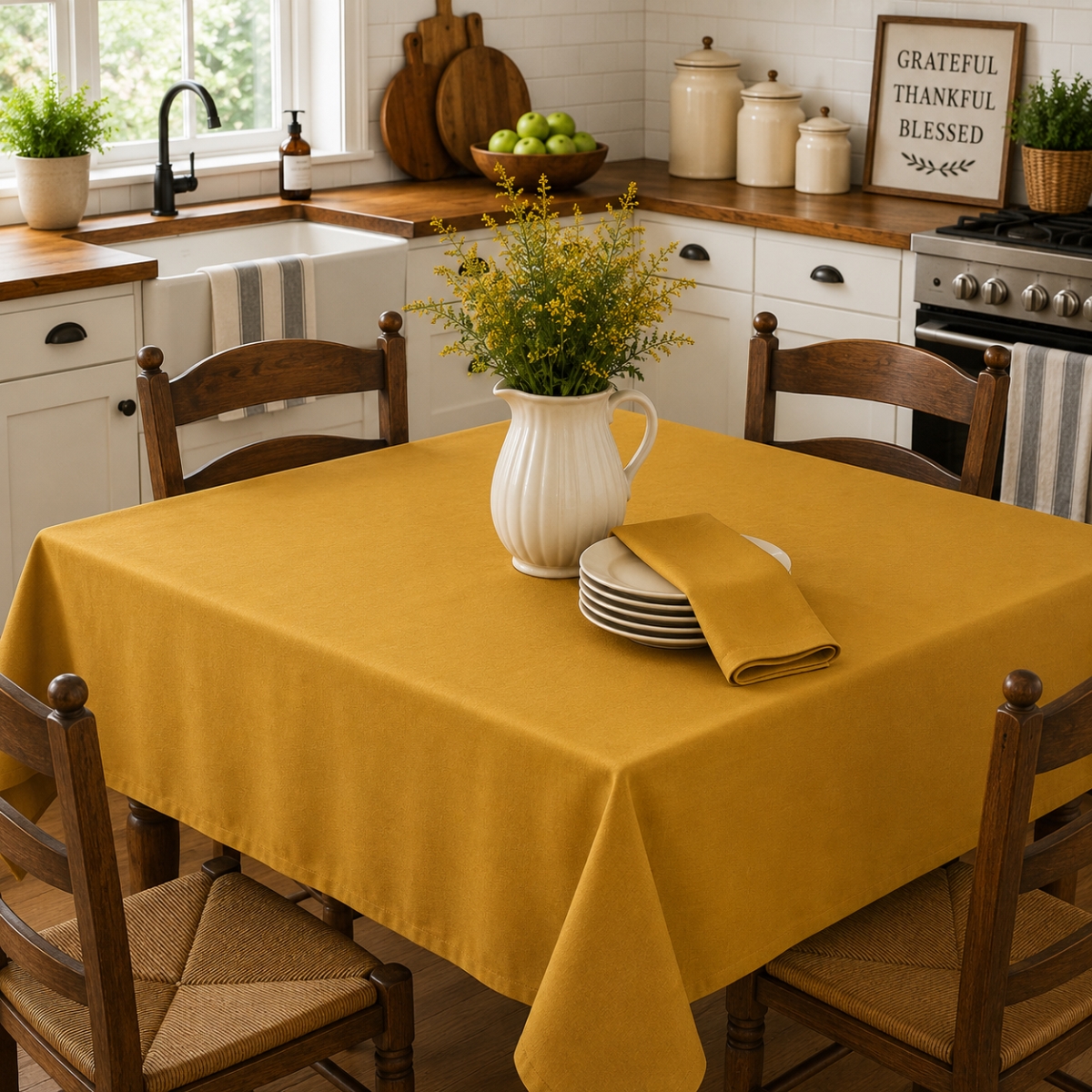 AG-23308_60x86 60'x86' Rect. Mustard Yellow Tablecloth