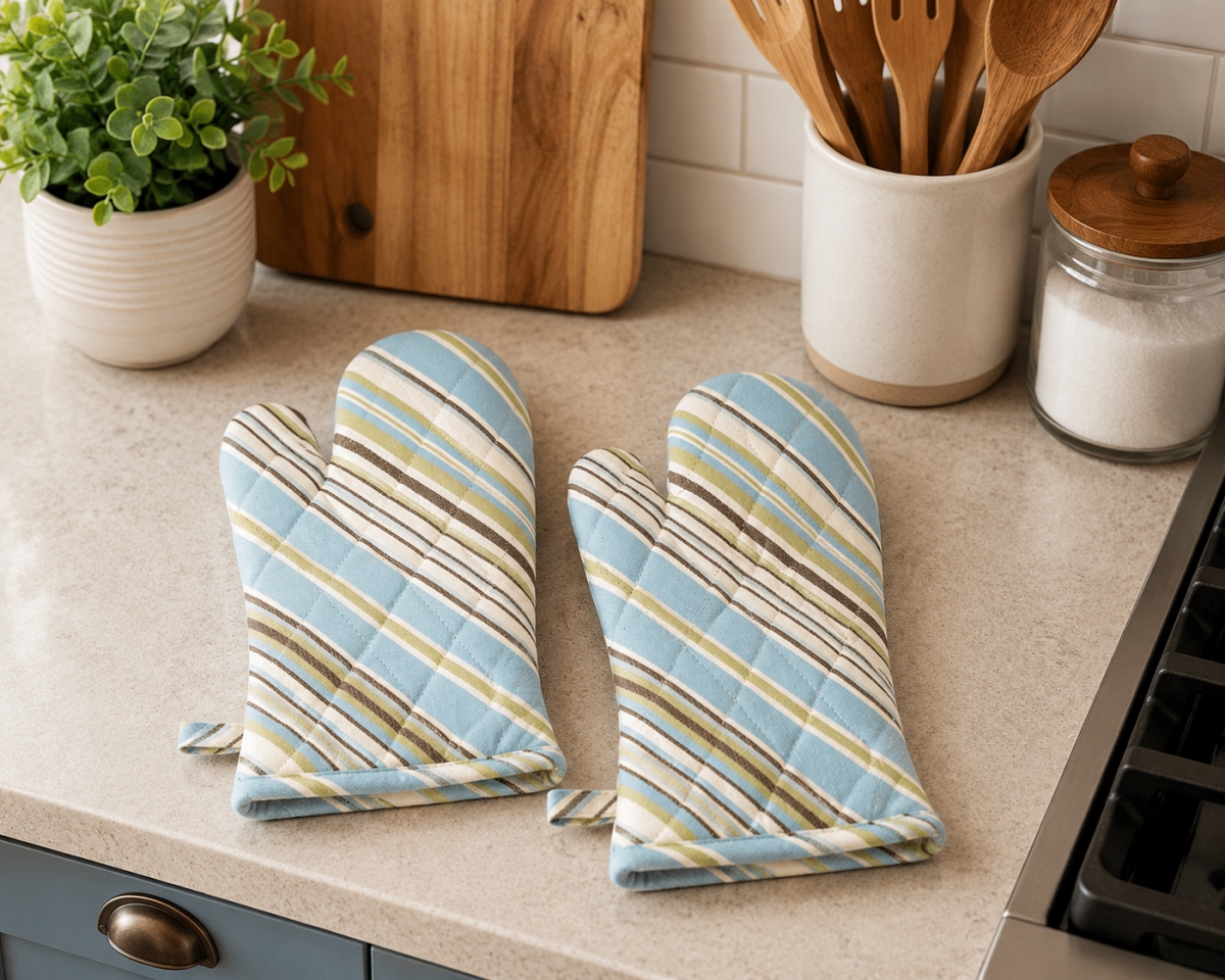 AG-38223 Set Of 2 Seaside Stripes Oven Mitts