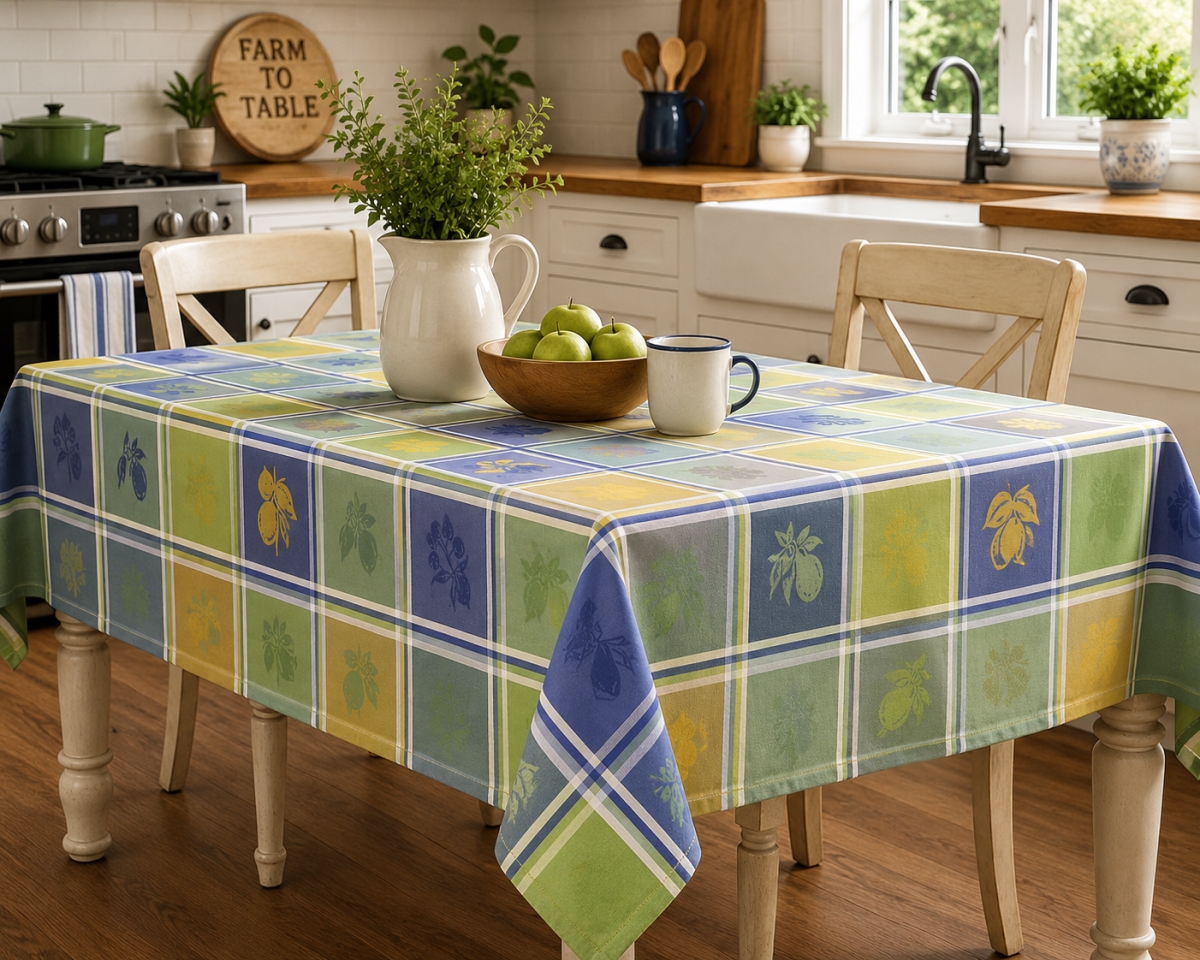 AG-23376_52x72 52'x72' Rect. Lemon Cherries And Pears Tablecloth