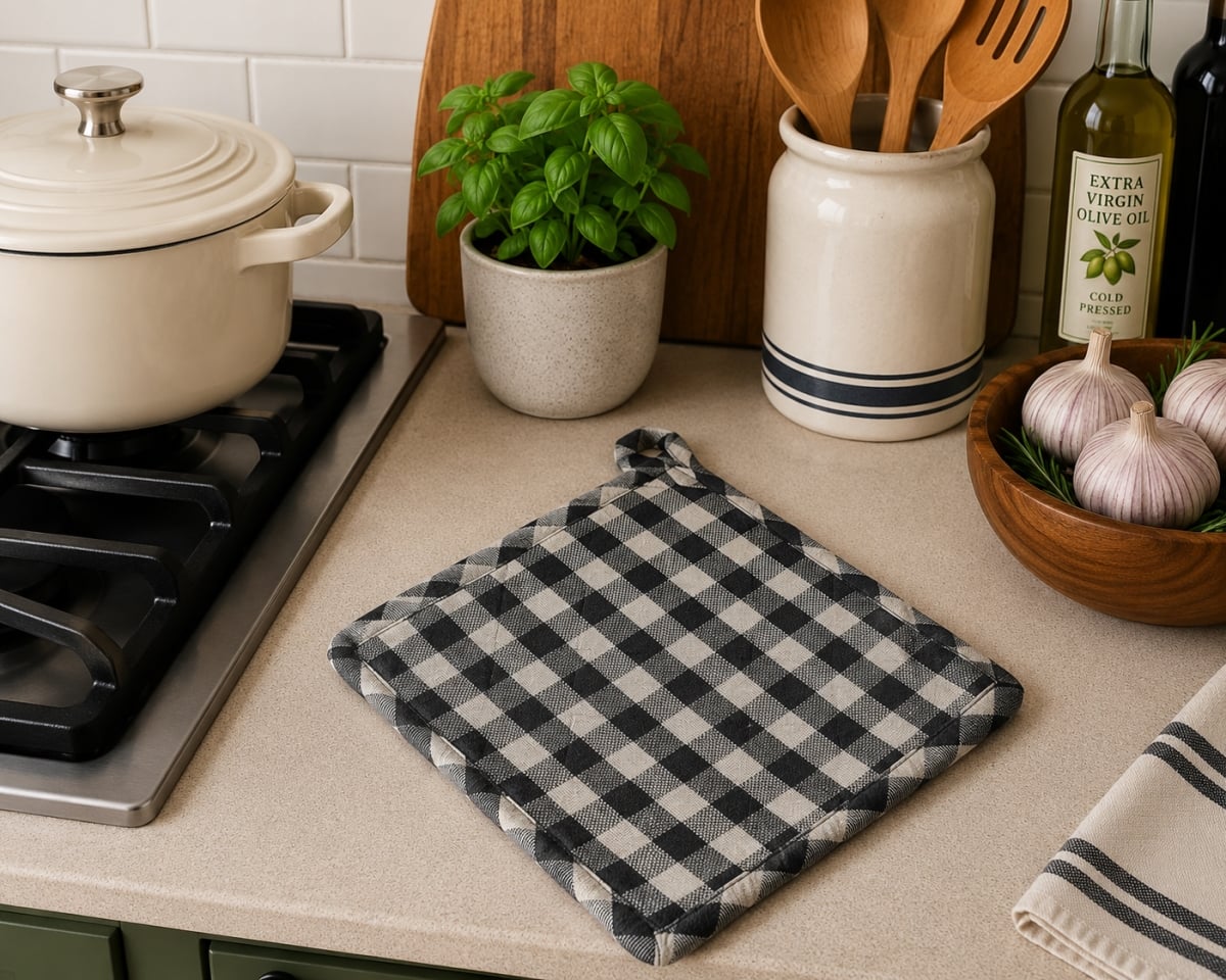 AG-40632 Set Of 2 Buffalo Grey Plaid With Moose Pot Holders