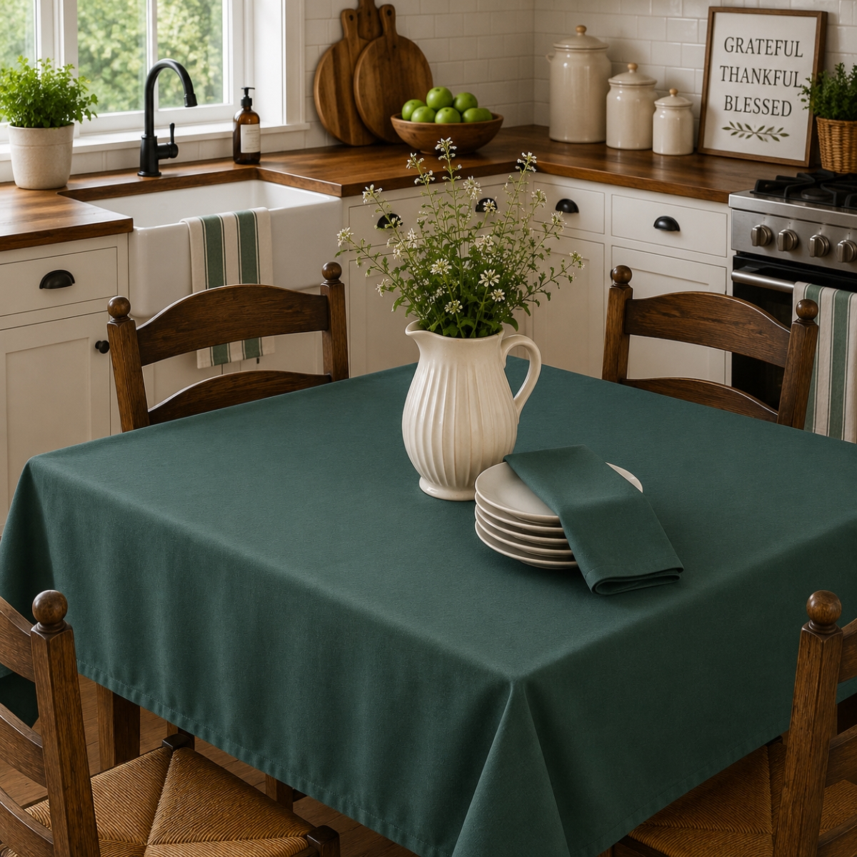 AG-23320_60x86 60'x86' Rect. Hunter Green Tablecloth