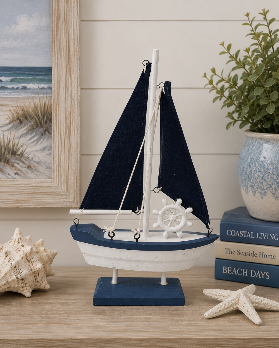 IG-N00.252 Sailboat With Dark Sails Figurine