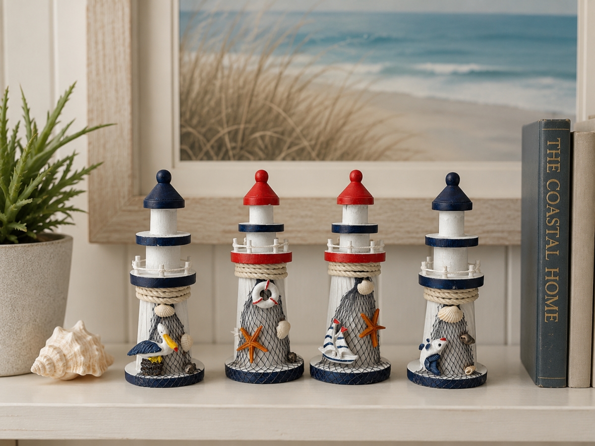 IG-N00.076 Set Of 4 Assorted Miniature Lighthouse Figurines