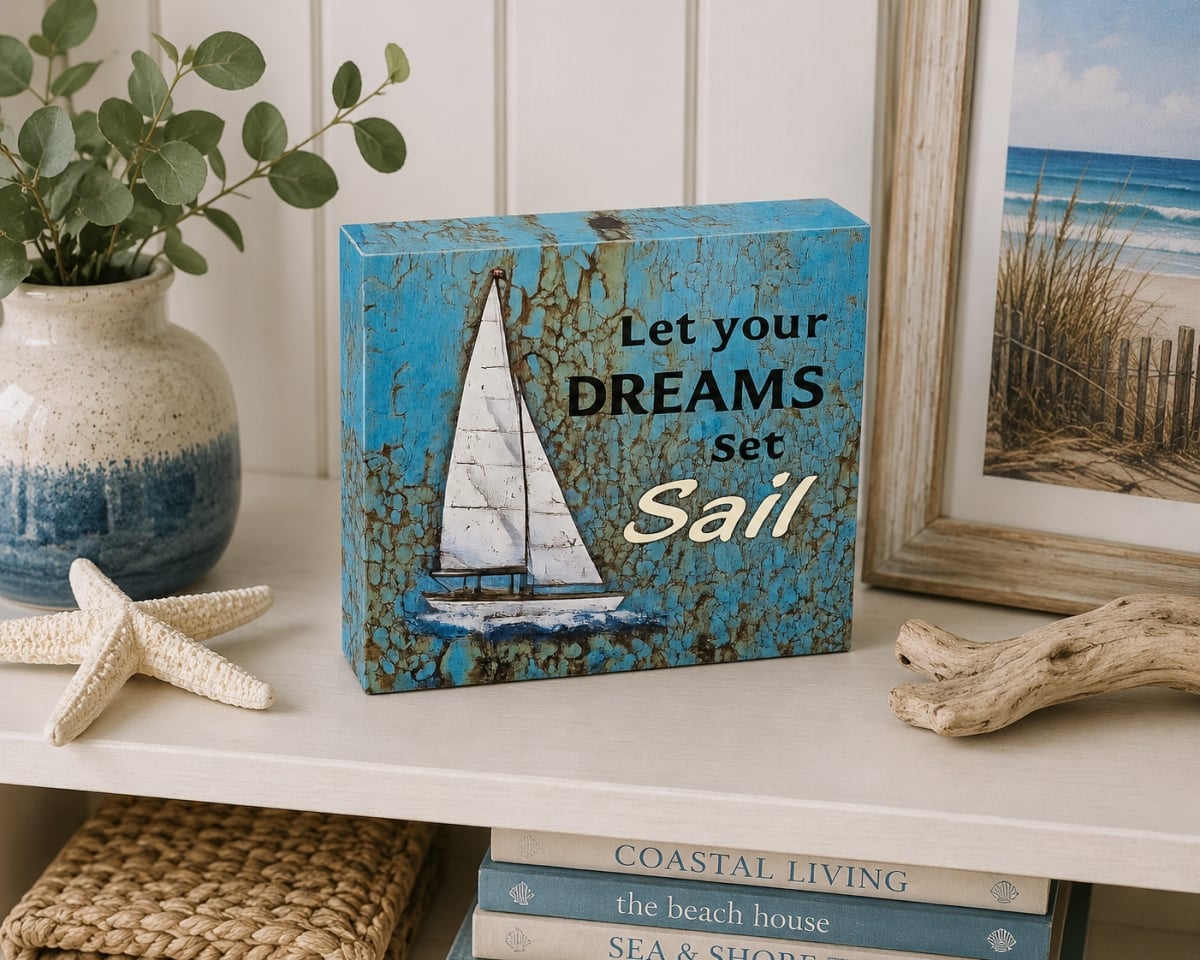IG-32.209 'Let Your Dreams Set Sail'' With Sailboat Image Led Plaque
