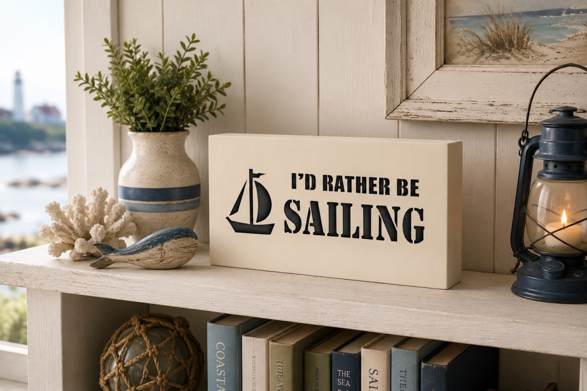 IG-32.173 I'D Rather Be Sailing With Sailboat Image Led Plaque