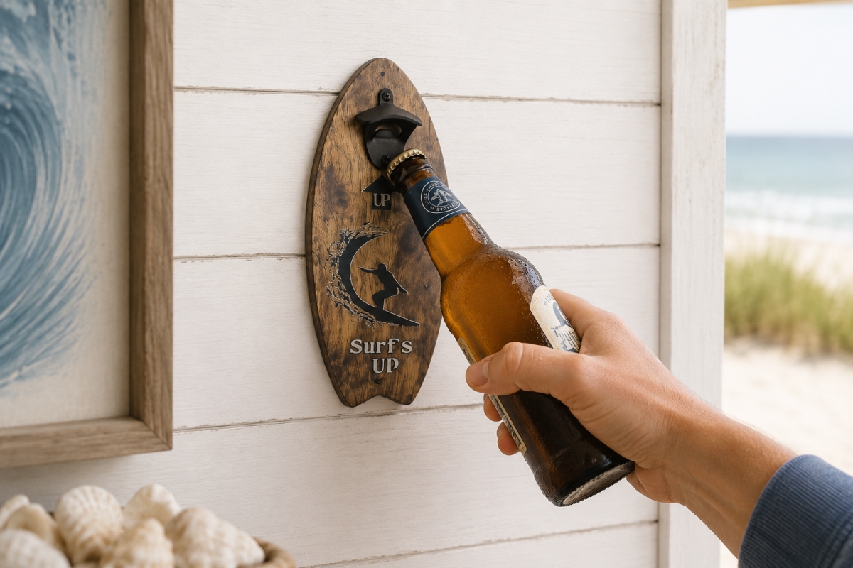 IG-32.152 Surfs Up With Surfer Picture Wall Mounted Bottle Opener