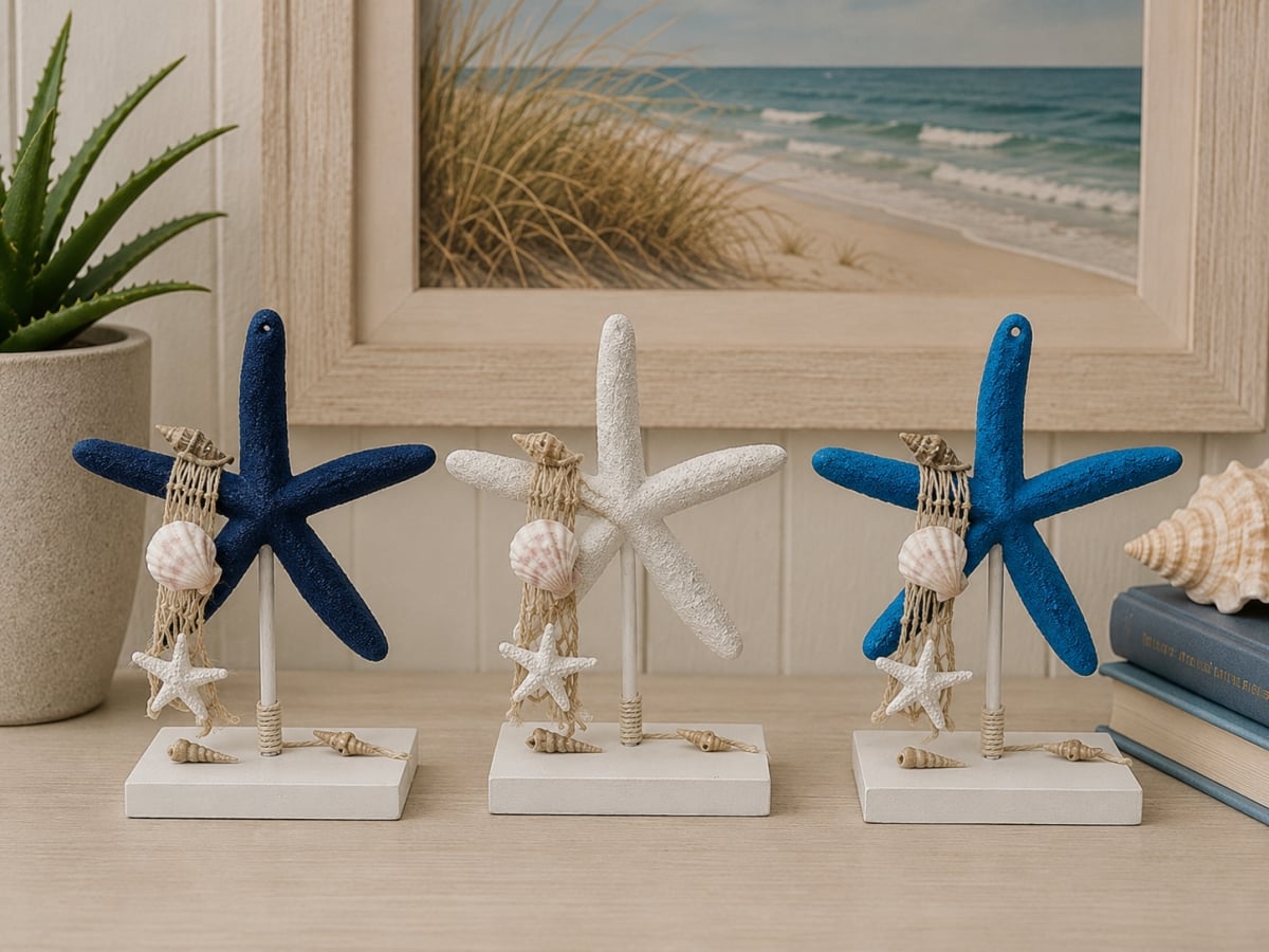 IG-N00.089 Set Of 3 Assorted Styles Starfish On Stand Figurines