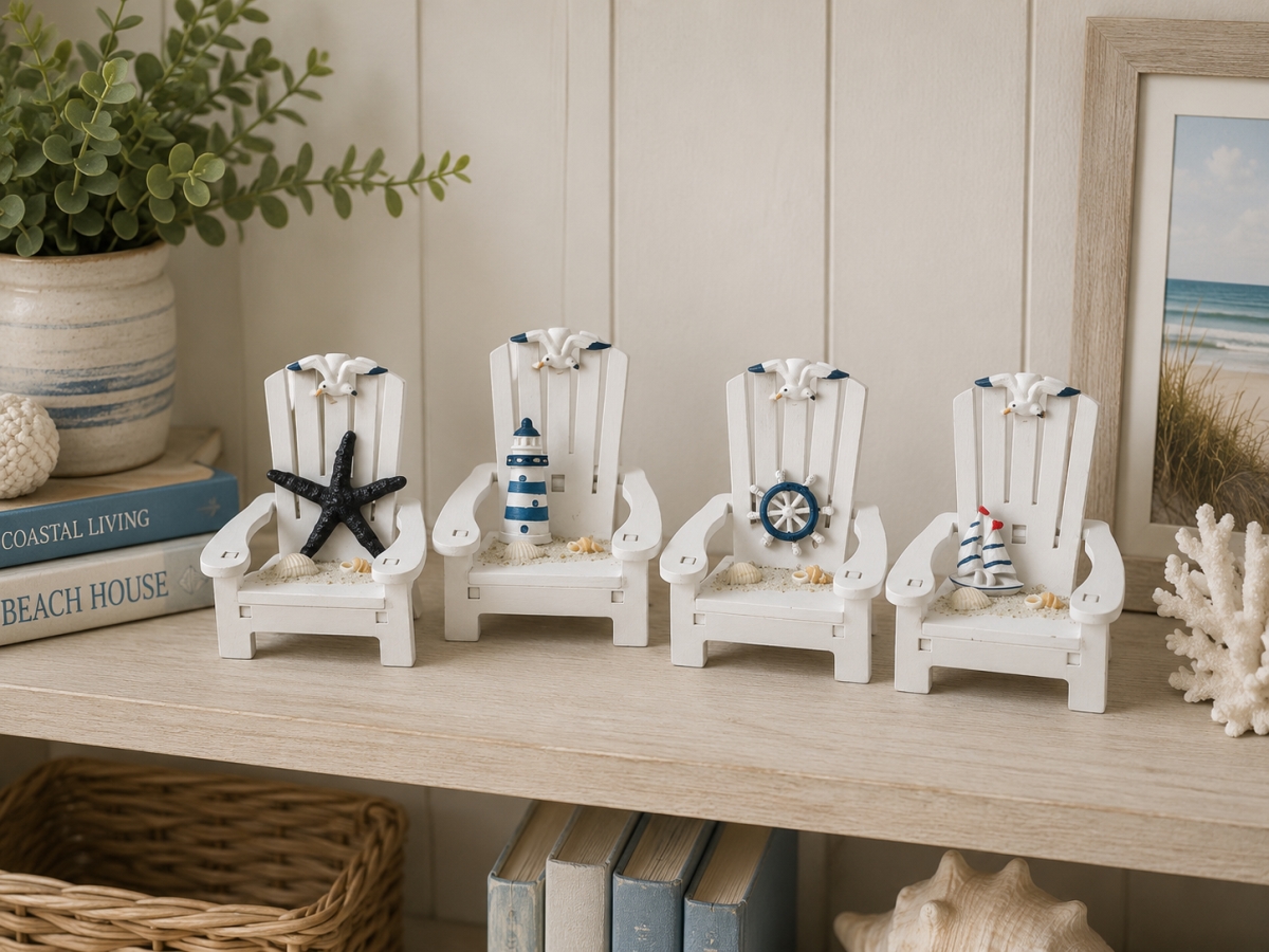 IG-34.002 Set Of 4 Assorted Styles-Mini Adriondack Beach Themed Figurines