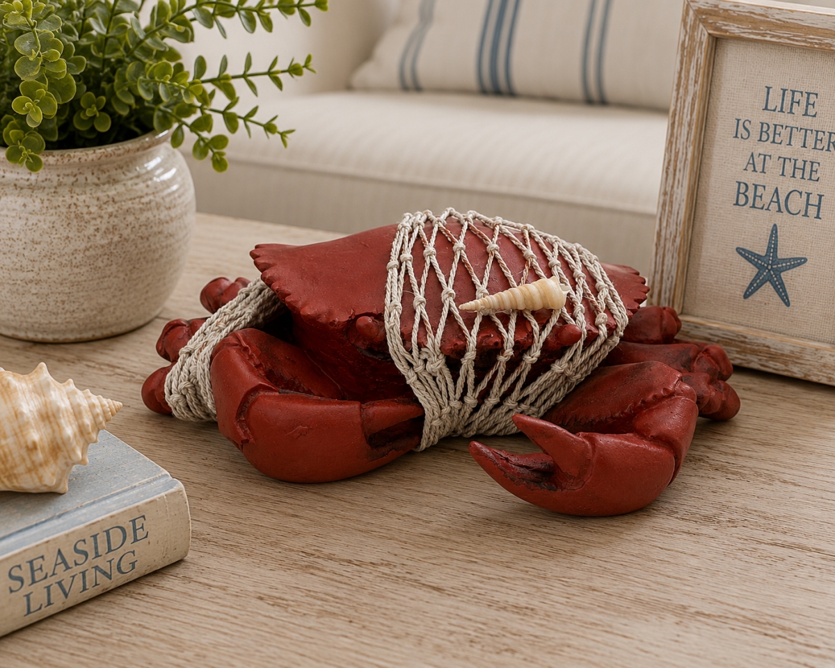 IG-N00.309 Crab In A Fishing Net Figurine