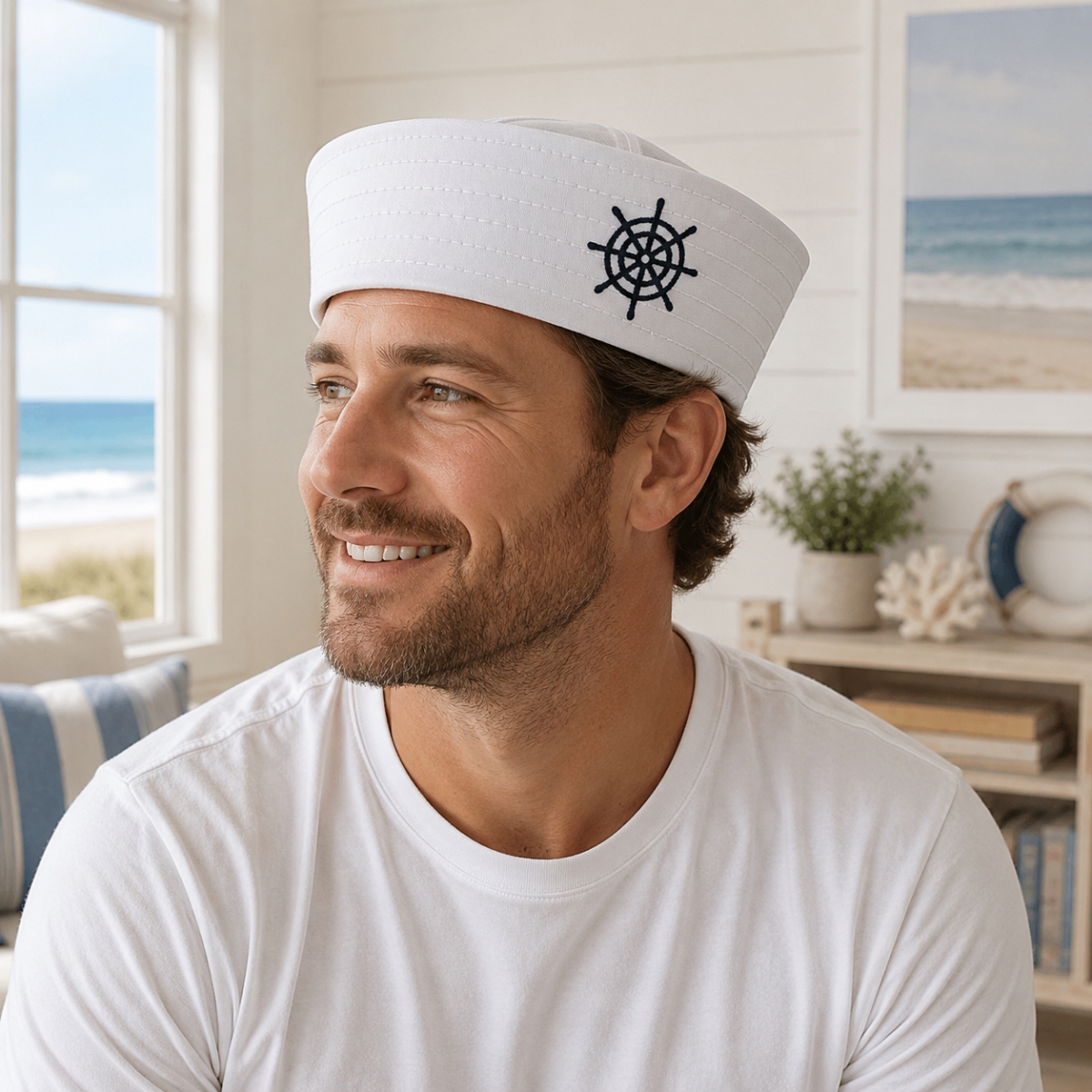 IG-34.301 Navy Sailor With Ship'S Wheel Embroidery Hat