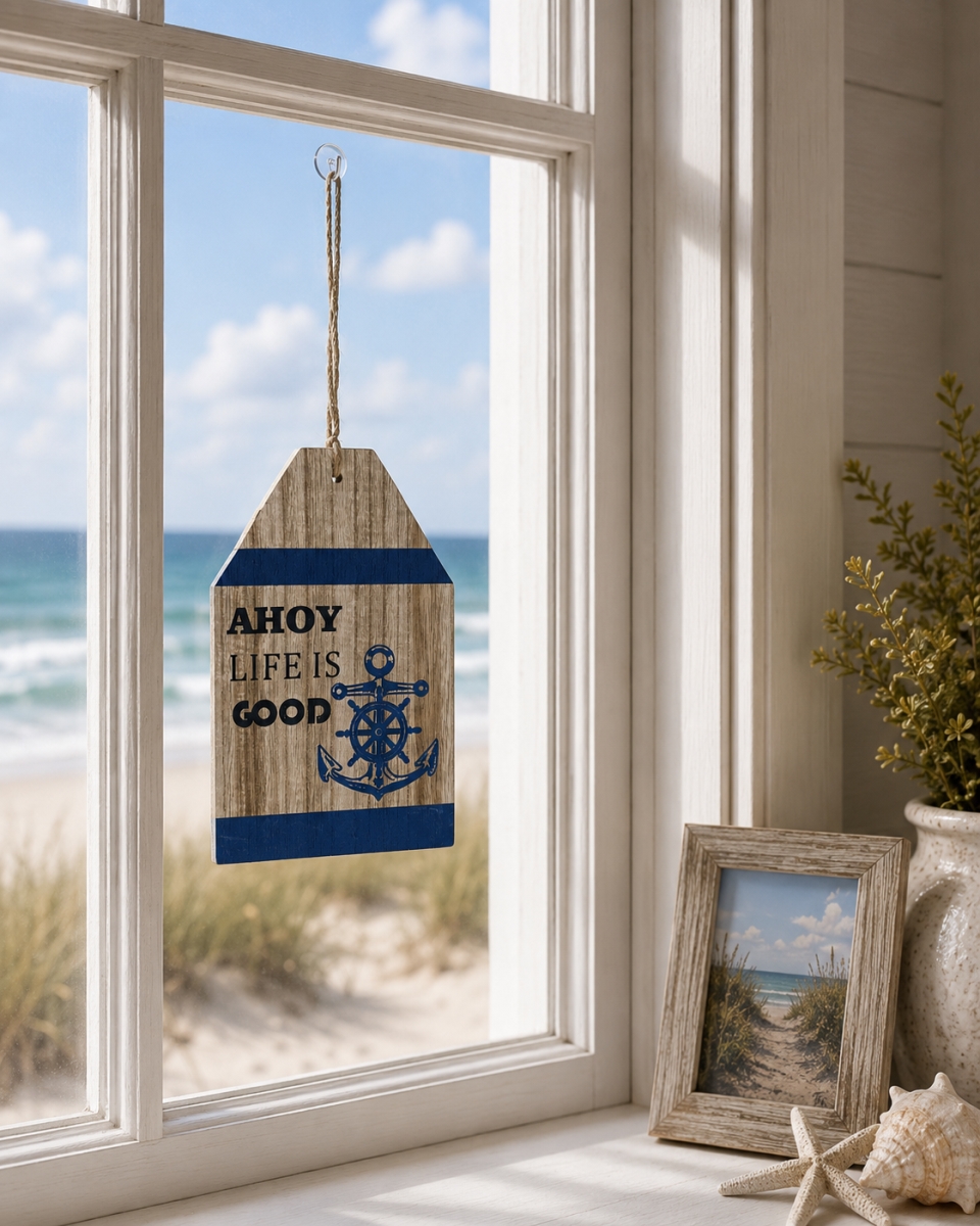IG-N00.210 Text-Ahoy Life Is Good With Anchor Hanging Ornament