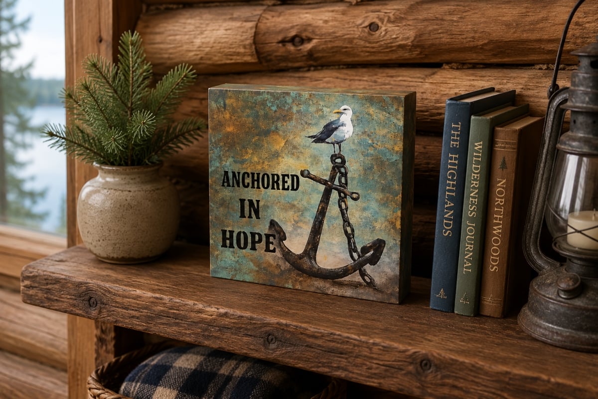 IG-32.168 Anchored In Hope-Text With Seagull And Anchor Plaque