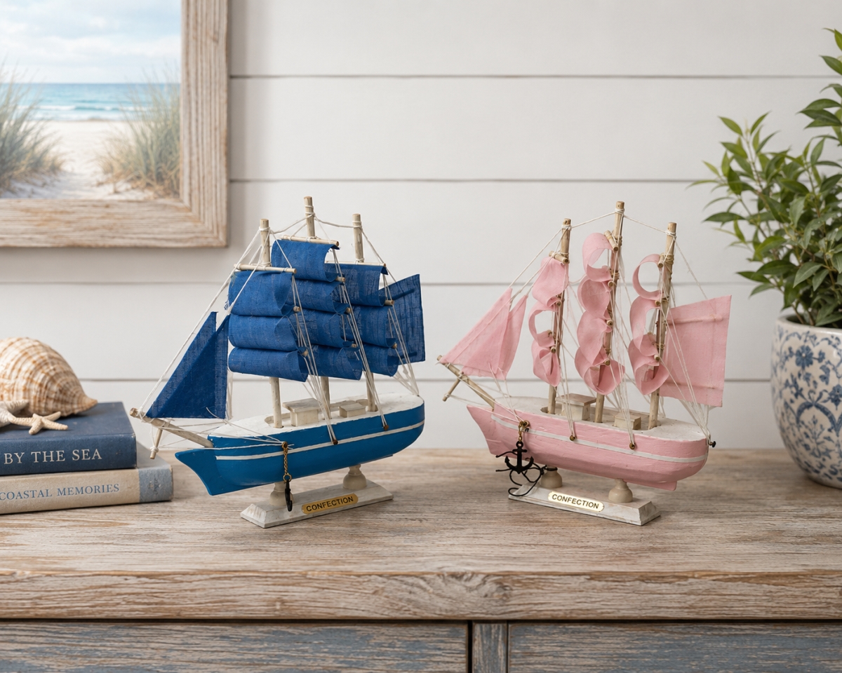 IG-N00.132 Set Of 2 Assorted Colors Conception Masted Sails Ship Decorations