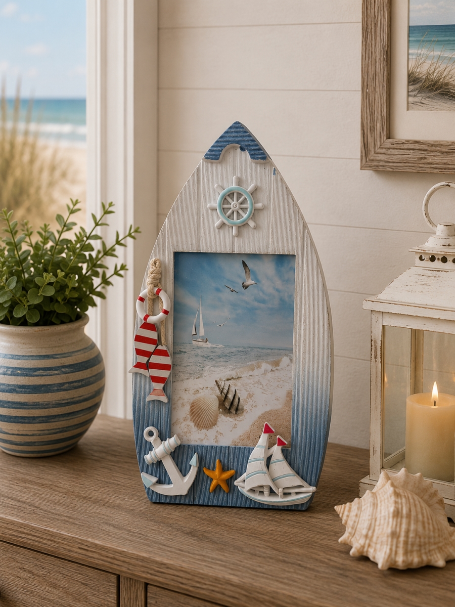 IG-N00.338 Rowboat With Beach Decor Photo Frame