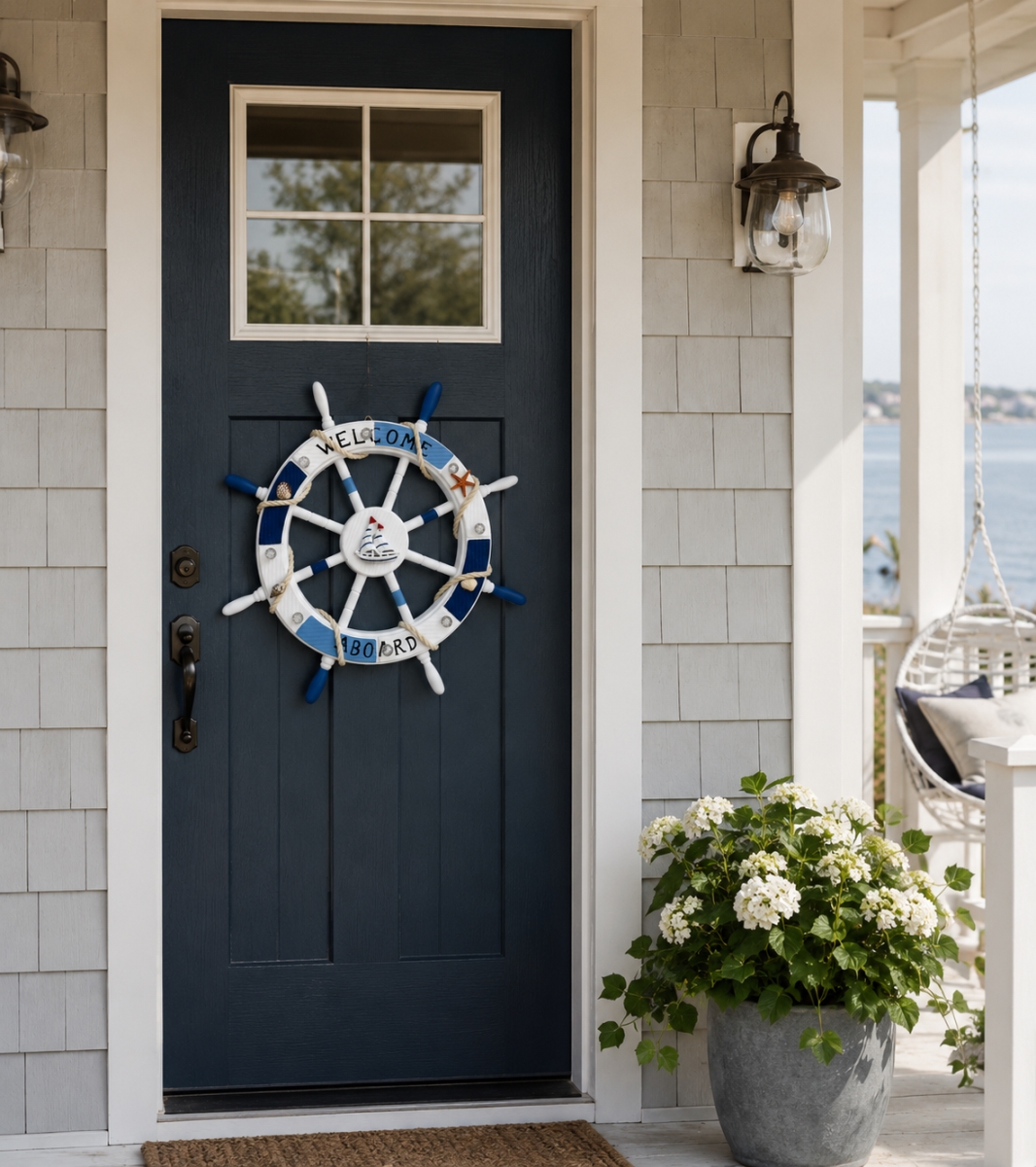 IG-N00.187 Welcome Aboard Nautical Theme Ships Wheel Wall Decor