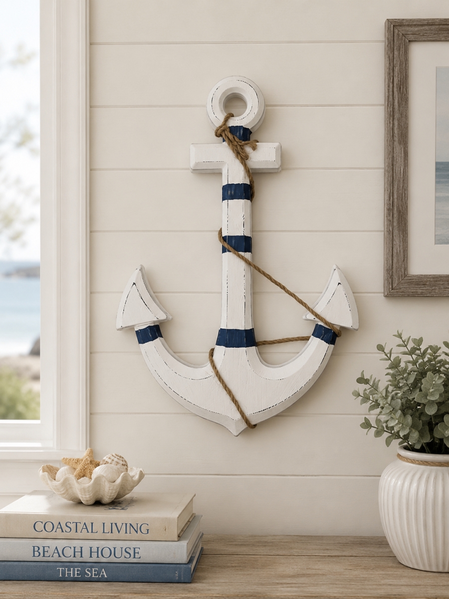 IG-N00.020 Anchor With Rope Accents Wall Decor