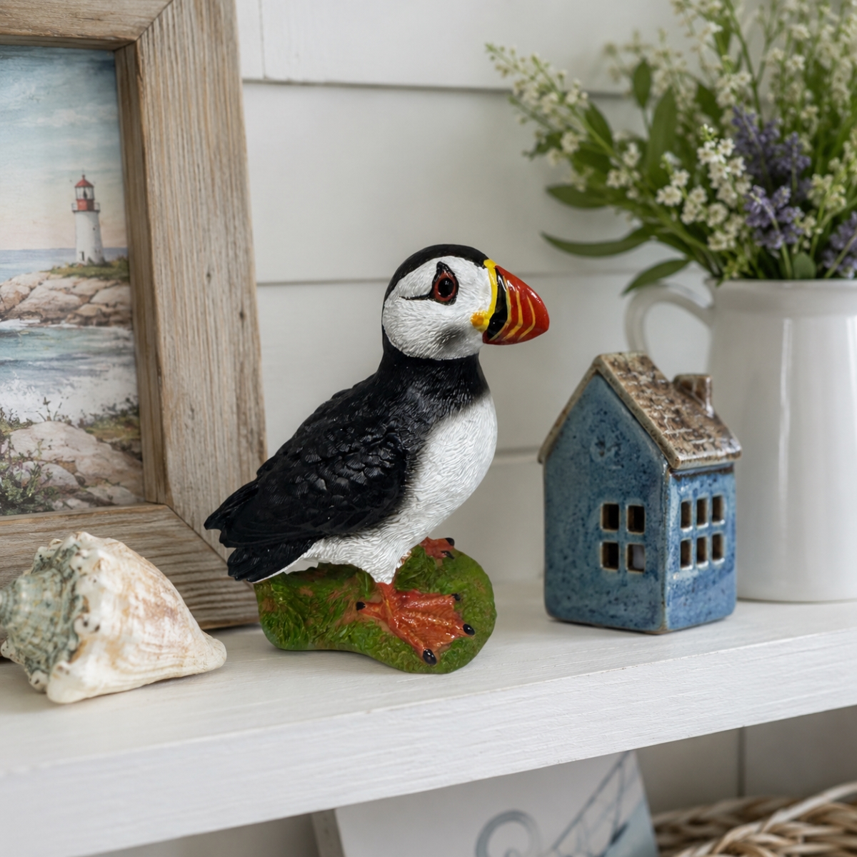 IG-77.014 Puffin On A Mossy Rock Figurine