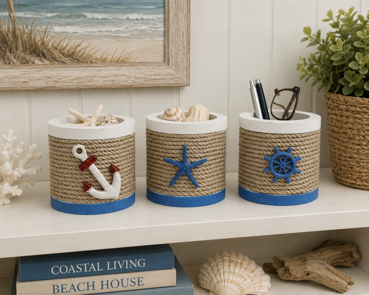 IG-N00.065 Assorted Beach Decor Round Trinket Holder