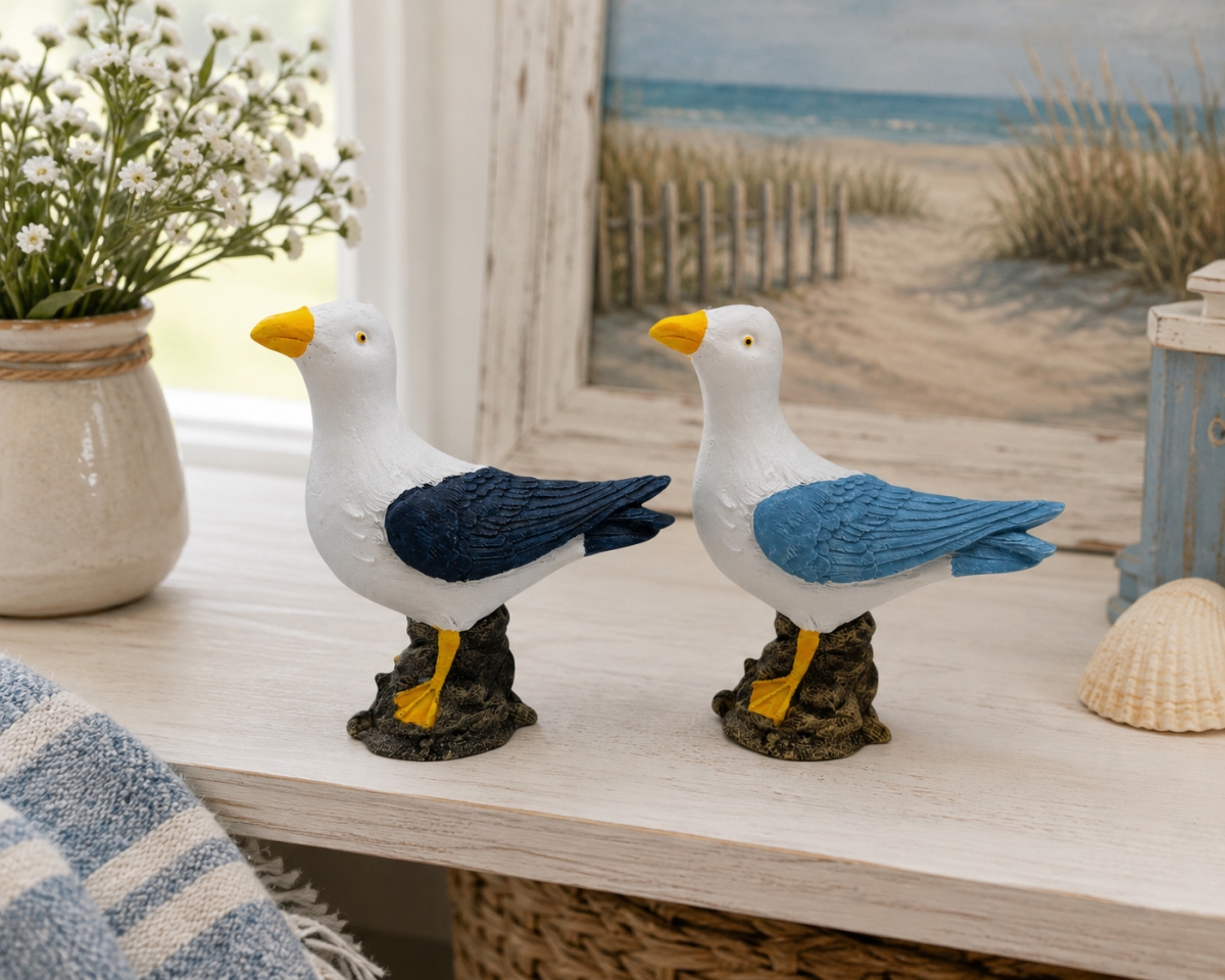 IG-34.029 Set Of 2 Assorted Colors- Seagull On A Rock Figurines
